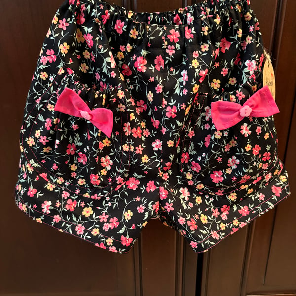 Black Floral Shorts