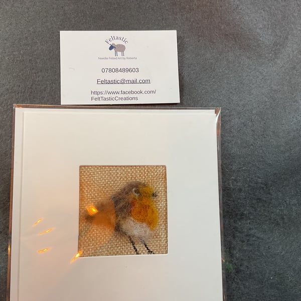 Needle Felted Robin Greeting Card