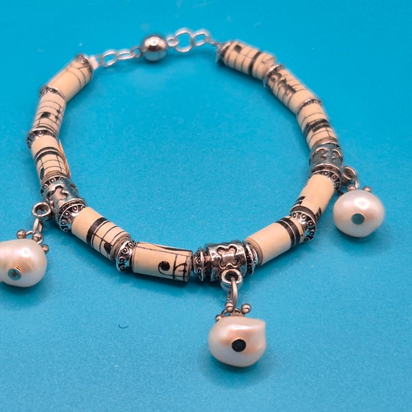 Gorgeous Paper beaded Bracelet made with music sheets