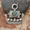 Viking Ship Pendant with Labradorite Face