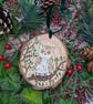 Owl hand-painted Christmas log slice decoration  - Image 4