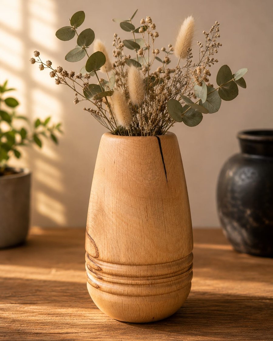 Handturned Beech wood vase
