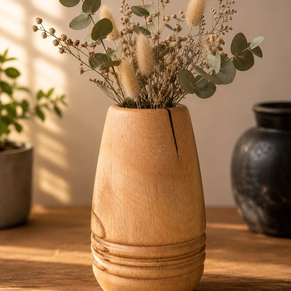 Handturned Beech wood vase