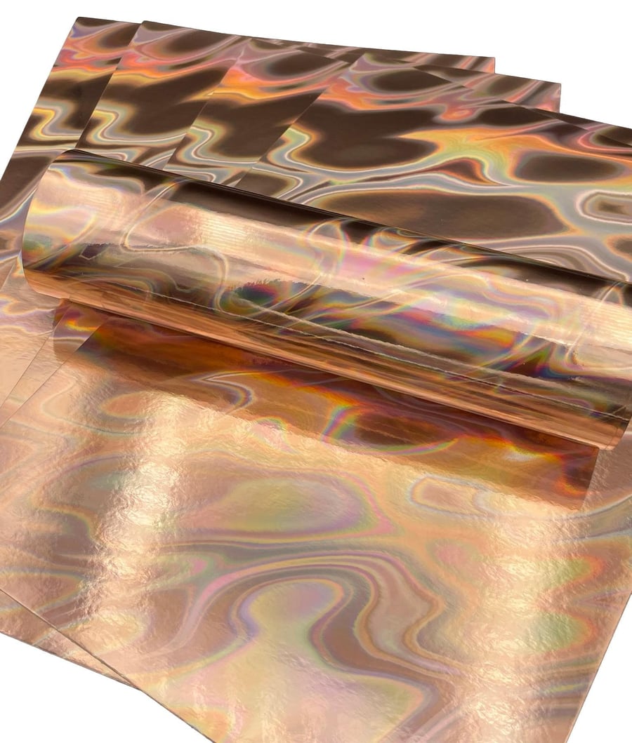 5 Sheets A4 Rose Gold Premium Holographic Lava Effect Card Single Sided 220gsm 8