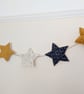 Navy, Mustard & Gold Star Fabric Bunting – Handmade Garland - Image 7