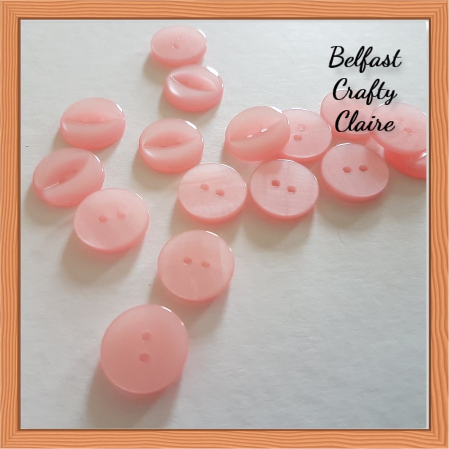 Fish Eye Style - Resin Buttons - LIGHT PINK - 4 Sizes Available