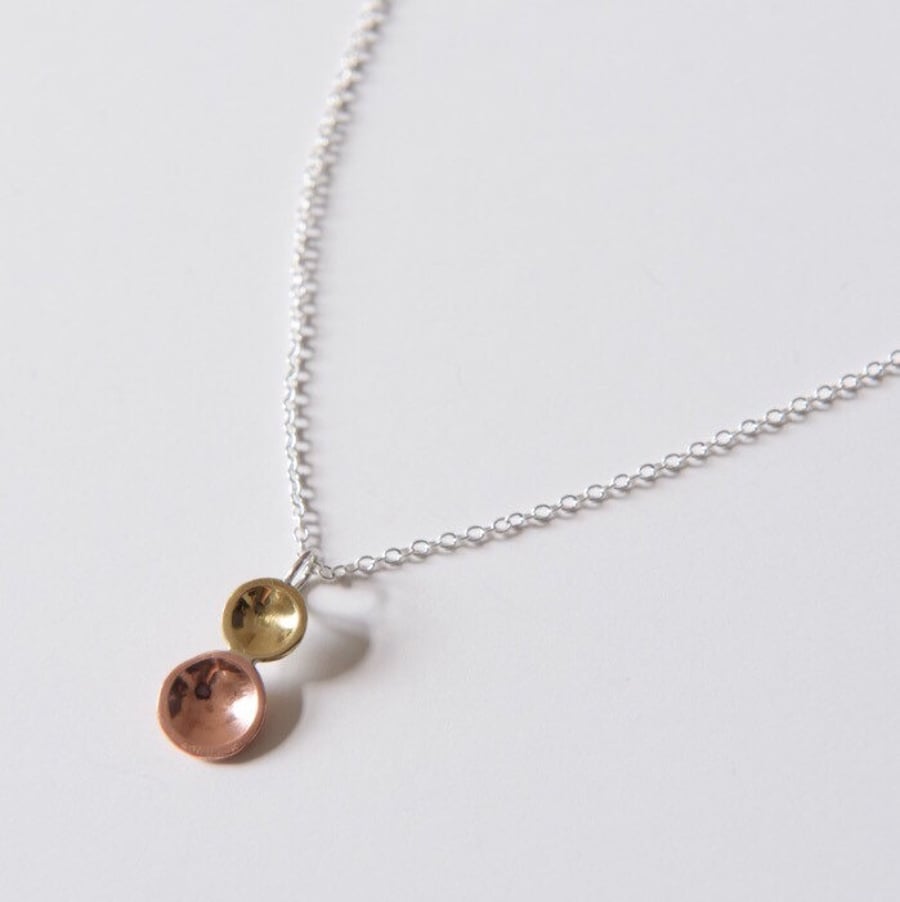 Two tone Double Dot pendant with chain