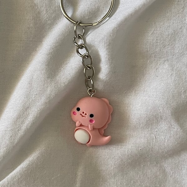 Gaga- Candy pink Dino keychain
