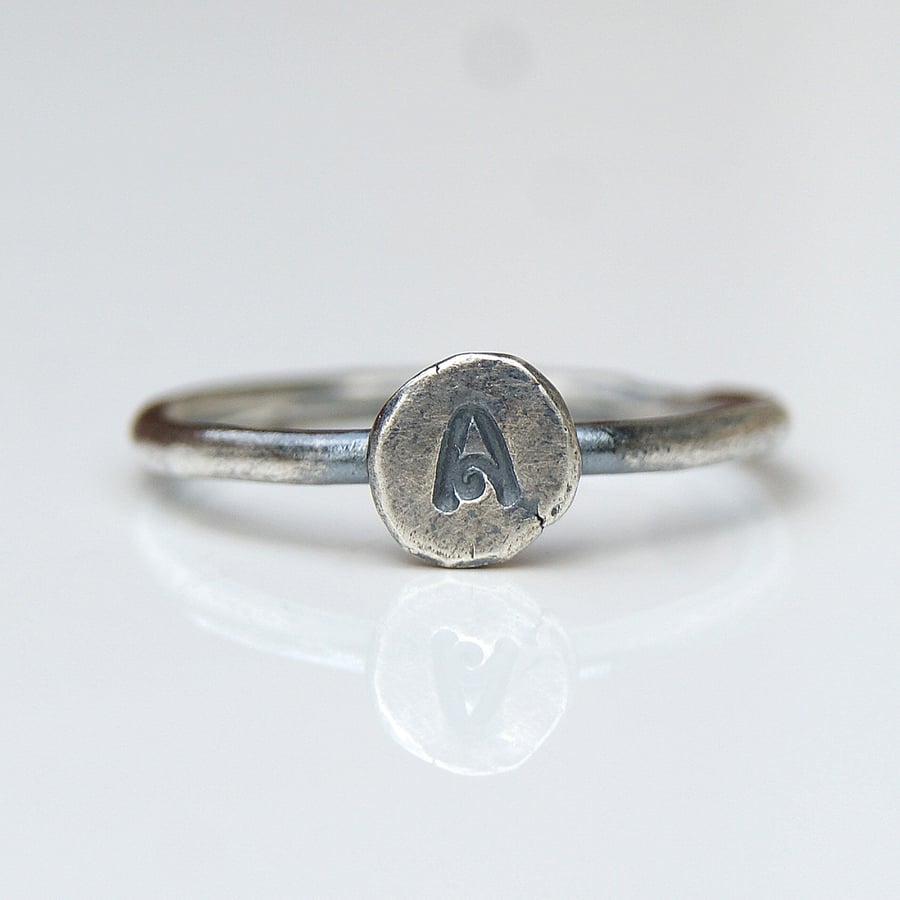 Personalised Silver Ring, Custom Initial Ring, Letter Ring