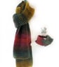 Hand Knitted Dog and Human Scarf Set - Reds and Browns