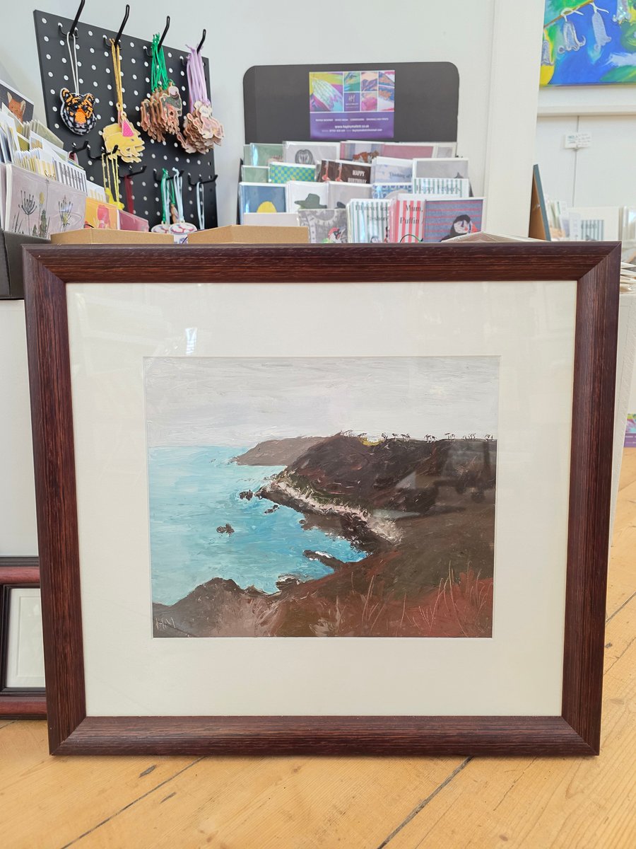 Oil painting of Guernsey cliffs looking towards Moulin Huet