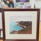 Oil painting of Guernsey cliffs looking towards Moulin Huet