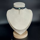 Navy blue Choker with Indian Agate bead