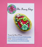 Brooch pin, accessory, oval, beads & buttons, Danette - Image 2