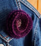 Crocheted brooch with beads - purple shades - Image 1