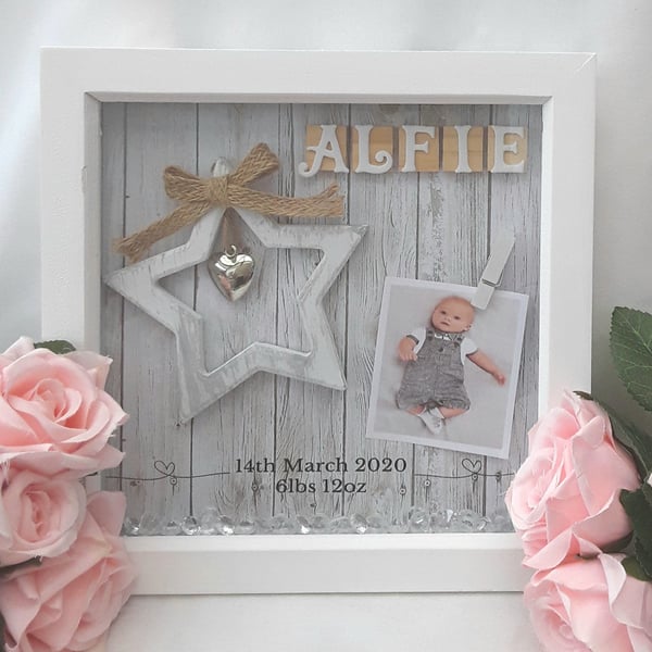 23cm Personalised New baby frame, baby girl frame,Shabby Chic Nursery Decor,baby