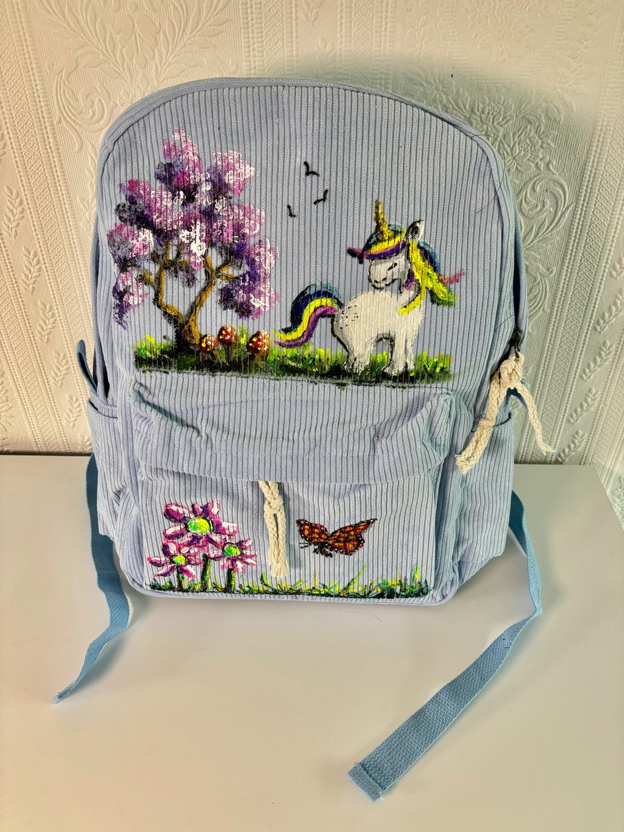 A hand painted and sealed back pack by Andrew Jenkins 
