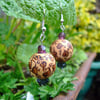 Ivy Pyrography Wooden Bead Earrings