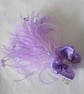 Lilac Regency Soft Floaty Feather & Crystal Bow Fascinator Comb Headpiece - Image 4