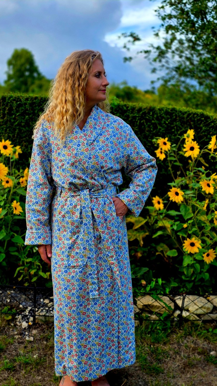 Handmade Liberty of London Lantana Dressing Gown – Cosy Winter Robe in Floral