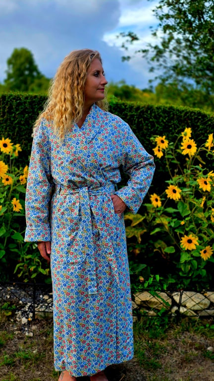 Handmade Liberty of London Lantana Dressing Gown – Cosy Winter Robe in Floral