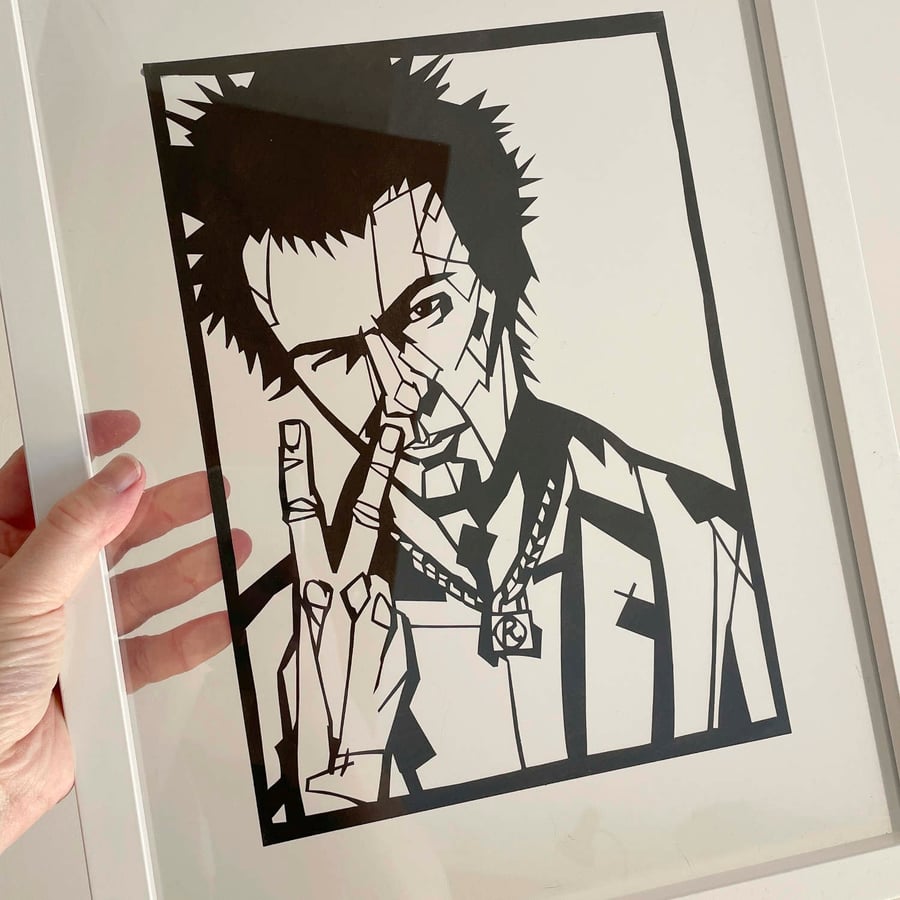 Sid Vicious handcrafted papercut - Available in 2 sizes - Sex Pistols artwork