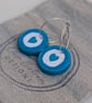 Hand-painted blue heart polymer clay and sterling silver hoop earrings  - Image 9