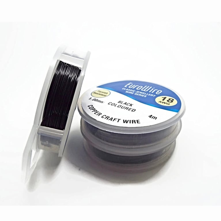 1mm Black Copper Wire with an Anti Tarnish Coating, 4 Metre Coil, 18 Gauge
