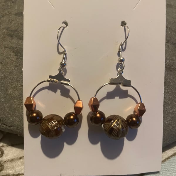 Earrings - Bronze Bead