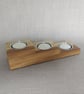 Triple Upcycled Wooden Tealight Holder Reclaimed Wood Candle Gift - Image 2