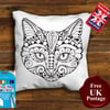 Sugar Cat Colouring Cushion Cover, With or Without Fabric Pens Choose Your Size