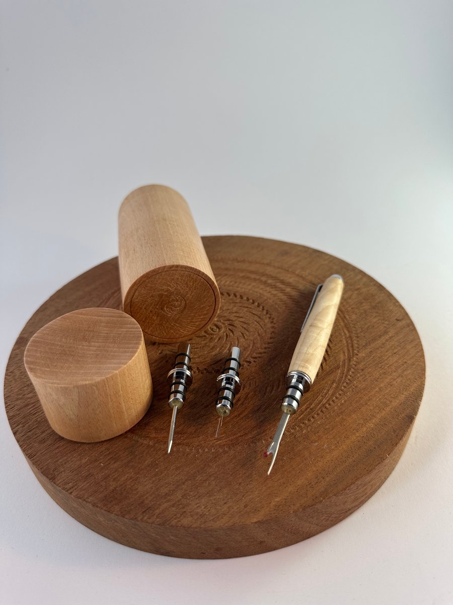 Seam Ripper with hardwood handle and beech hardwood container .