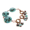 Copper and Turquoise Flower Bracelet