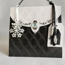Classic Black and White Handbag Style Gift Box Bag with Snowflakes 