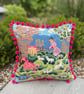 Countryside Frolic tapestry cushion cover with pompoms - Image 1