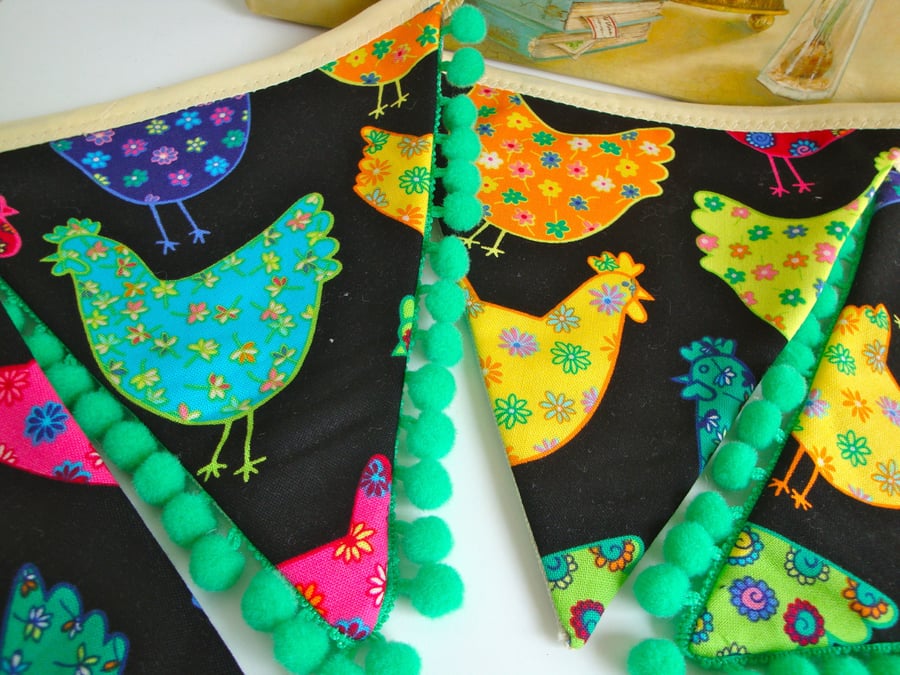 SALE Cotton Bunting - Chickens  - Easter .