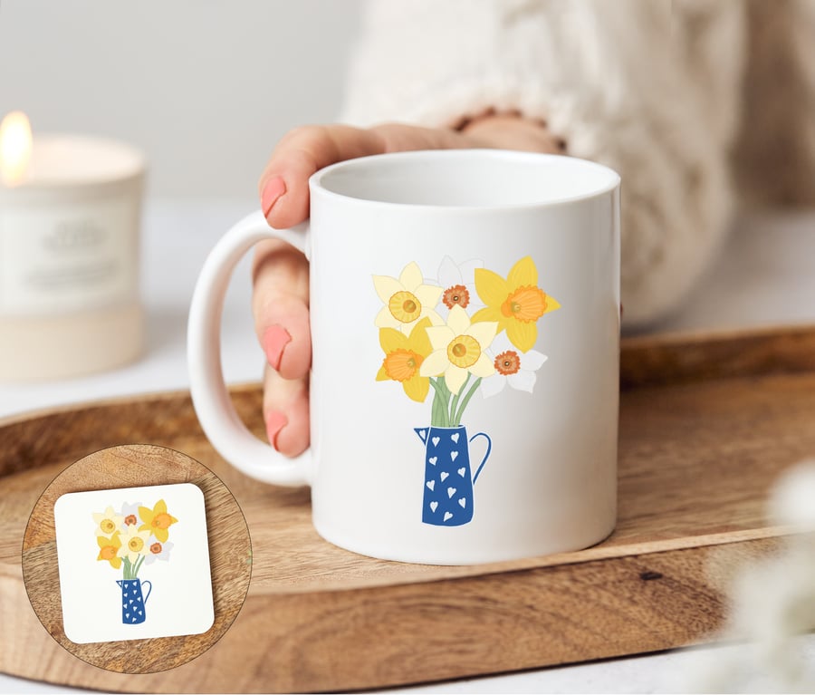 Daffodil Mug and optional matching coaster