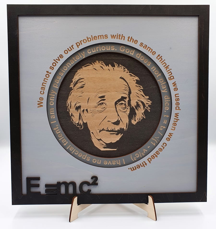 3D Wooden Wall Art Albert Einstein Quote and Image