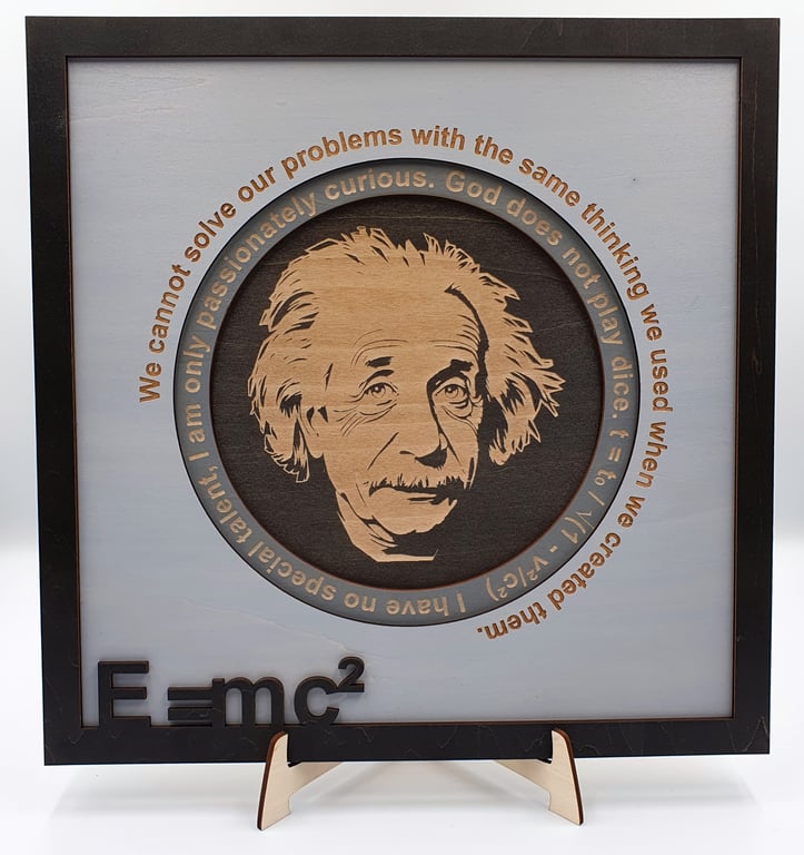 3D Wooden Wall Art Albert Einstein Quote and Image