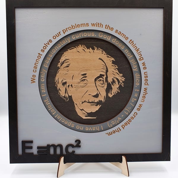 3D Wooden Wall Art Albert Einstein Quote and Image