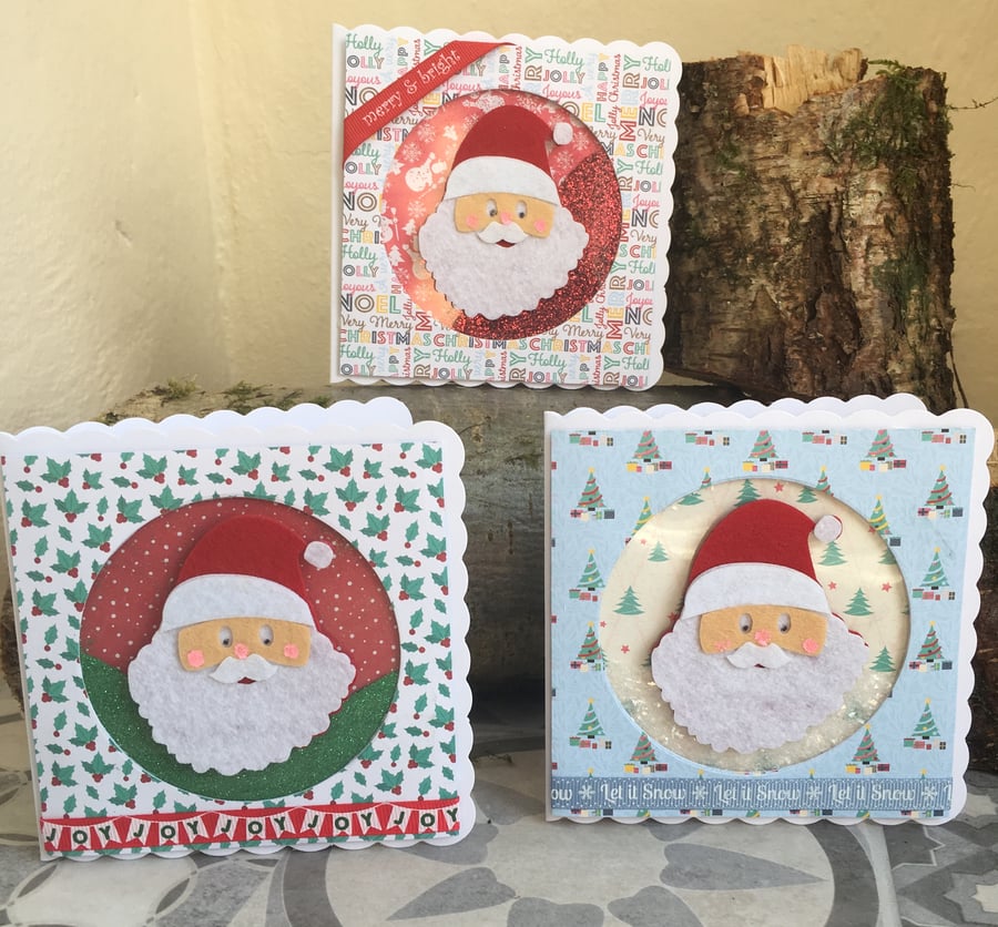 Father Christmas shaker style cards set of 3