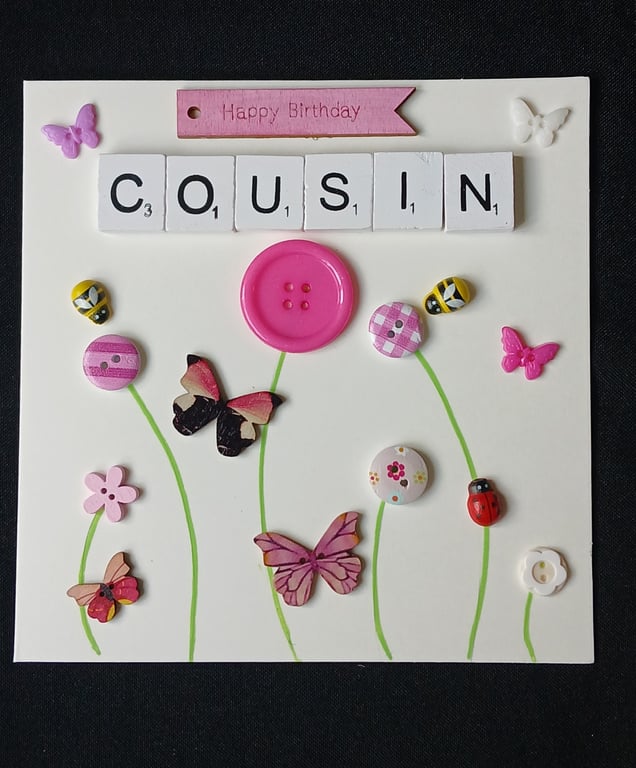 Handmade, cousin birthday card 