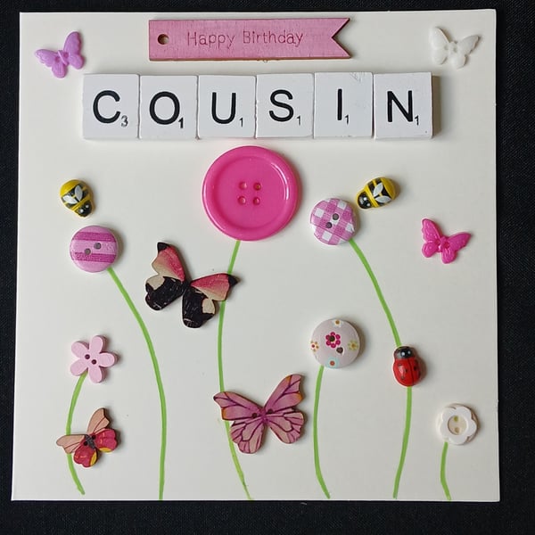 Handmade, cousin birthday card 