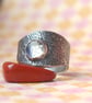 Silver Moonstone Ring - Modernist - Designer  - Darkened Silver - Size P - Image 1