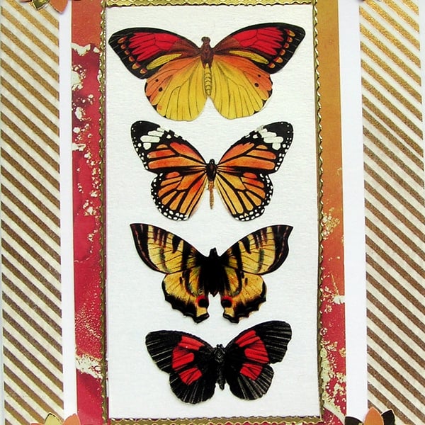 Butterflies - Hand Crafted Decoupage Greeting Card - Blank - 2904