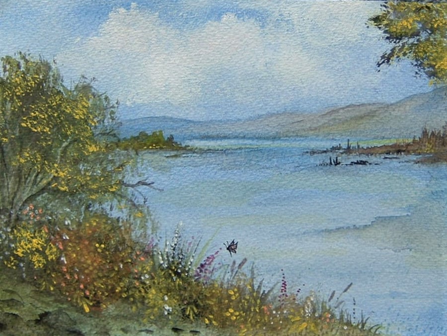 original art watercolour landscape painting. (ref F 941)