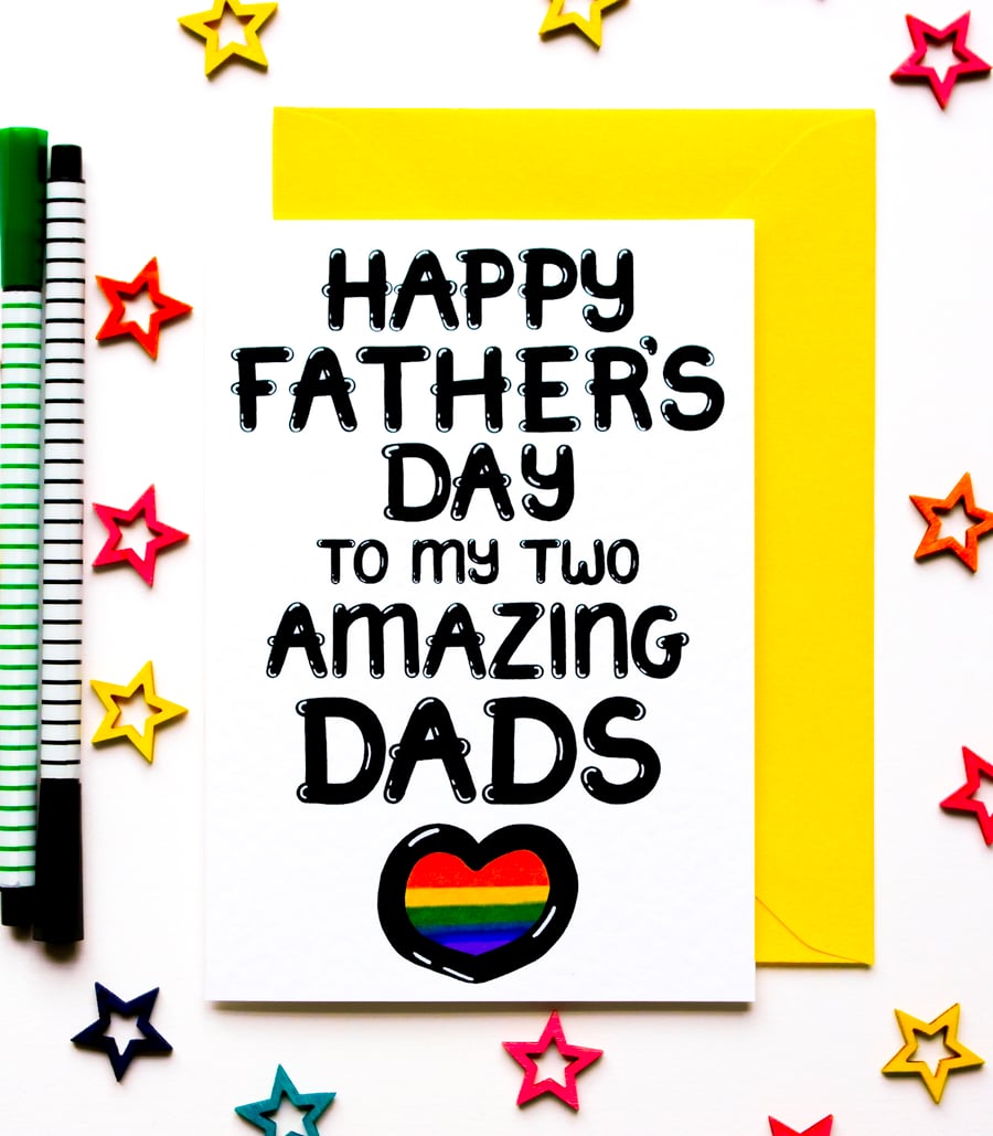 Gay Dads Father's Day Card From Daughter, Son
