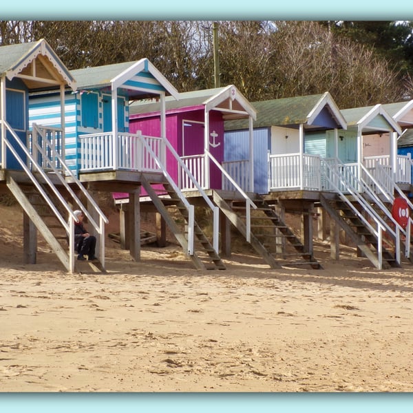 Beach Huts Wells Next The Sea Norfolk Greeting Card A5 