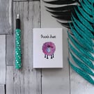 THANK YOU CARD, Thank Ewe Sheep card, 10 Pack. Watercolour sheep thank you card