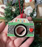 Fun ceramic Camera Christmas decoration green - Image 3